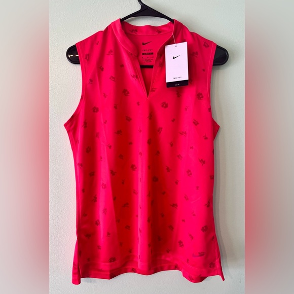 Nike Dri-Fit Slim Fit Athletic Floral Red Monochrome Sleeveless Shirt Tank. M. - Picture 5 of 17